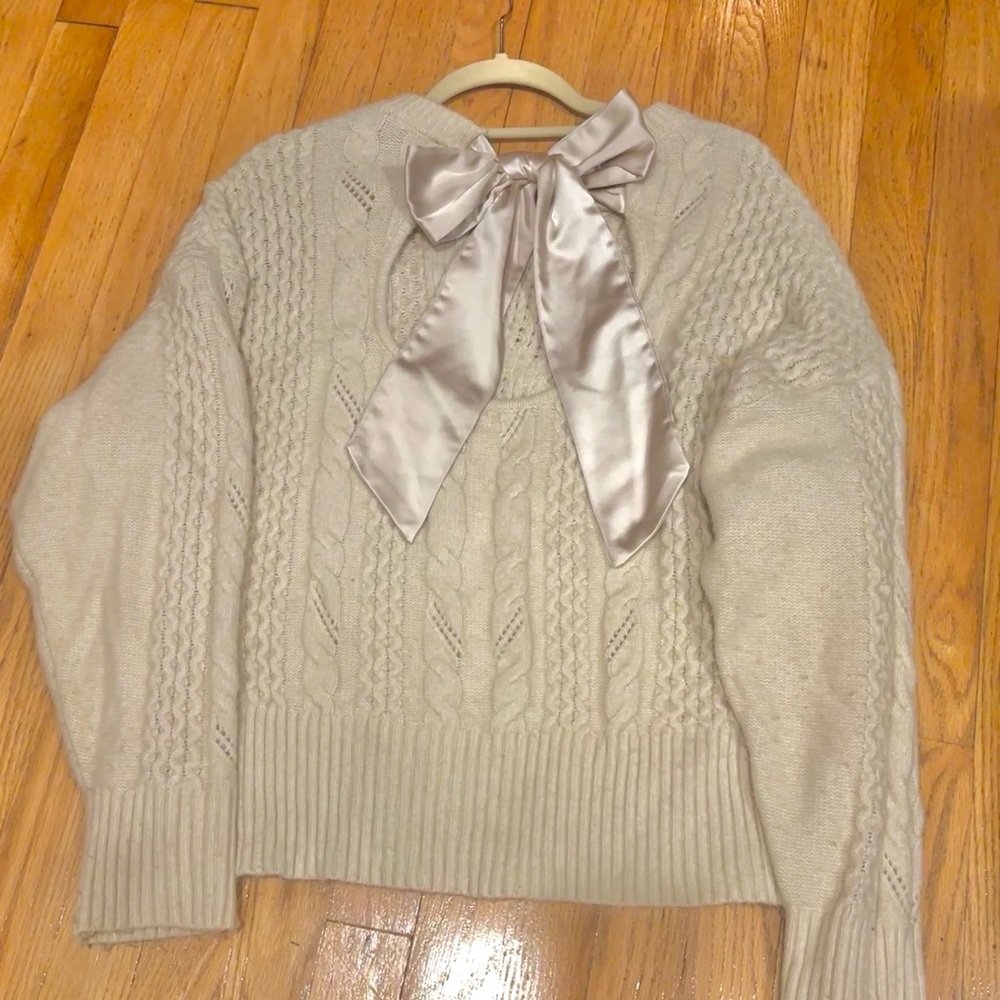 Express Cream Tie-In-Back Knit Sweater - XL - Picture 5 of 15